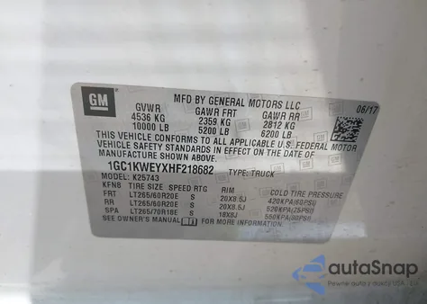 2017 Chevrolet Silverado 2500Hd Ltz from USA, damaged, VIN 1GC1KWEYXHF218682